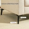 HOMCOM Modern 3 Seater Sofa, Upholstered Linen Fabric Sofa with Metal Legs, Wood Frame and Padded Cushion for Living Room Bedroom Office, Beige