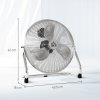 HOMCOM 14 Inches Chrome Metal Floor Fan, High Velocity 3-Speed Home Gym with Adjustable Head, Portable Desk & Table Fan Air Circulator for Home Office, Powerful Airflow, Quiet Operation