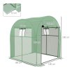 Outsunny 1.8 x 1.8 x 2m Polytunnel Greenhouse with Doors and Mesh Windows, Walk-in Grow House Tent with UV-resistant PE Cover and Steel Frame, Green