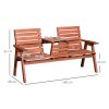 Outsunny 2 Seater Wooden Garden Bench with Convertible Middle Table, Outdoor Three-Seater Bench for Patio, Park, Porch, Orange