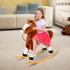 HOMCOM Baby Rocking Horse Plush Ride on Animals Rocker with Sound Handle Grip for kids 3-6 years - Brown