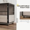 PawHut Dog Crate Furniture, Dog Cage End Table Indoor with 3 Doors, Furniture Style Dog Crate with Soft Washable Cushion, for Medium Dogs, 80L x 60W x 68Hcm