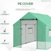 Outsunny 2 x 3(m) Walk-in Polytunnel Greenhouse with Wide Roll-up Door, 4 Mesh Windows, Tunnel Warm House Tent with UV-resistant PE Cover, Green