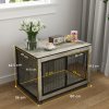 PawHut Dog Crate Furniture on Wheels, Dog Cage End Side Table with Lockable Double Doors, for Medium Breeds, 80 x 56 x 62.5cm, Grey