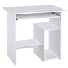 HOMCOM Compact Small Computer Table Wooden Desk Keyboard Tray Storage Shelf Modern Corner Table Home Office