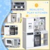 AIYAPLAY Play Kitchen, Pretend Toy Kitchen, Kids Kitchen Playset with Sounds and Lights Cooking Stove, Running Water, Coffee Maker Refrigerator, Microwave, Kitchen Accessories