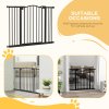 PawHut Pressure Fit Dog Stair Gate No Drilling Safety Gate Auto Close for Doorways, Hallways, 74-100cm Adjustable, 78cm Tall, Black