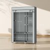 HOMCOM Fabric Wardrobe, Portable Wardrobe with 6 Shelves, 1 Hanging Rail, Foldable Closets, 103 x 43 x 162.5 cm, Light Grey