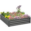 Outsunny 432L Square Raised Garden Bed Box with Weatherized Steel Frame for Vegetables, Flowers and Herbs, 120 x 120 x 30cm, Light Grey