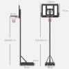 HOMCOM Portable Freestanding Basketball Hoop Stand Transparent Backboard 160-305cm Adjustable Basketball Hoop with Two Moving Wheels For Adult Outdoor & Indoor Use
