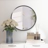 kleankin Large Modern Round Mirror, Wall-mounted Bathroom Mirror, Vintage Art Makeup Mirror for Entryways, Black, 40x40 cm