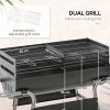 Outsunny Charcoal Barbecue Grill BBQ Trolley with Double Grill, Adjustable Grill Height, Side Table, Storage Shelf, and Wheels for Outdoor Cooking, 130 x 51 x 111cm, Black