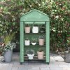 Outsunny 3 Tier Mini Greenhouse with Reinforced PE Cover and Wheels, Portable Small Greenhouse with Roll-up Door and Wire Shelves, 130H x 69W x 49D cm, Green