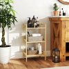 HOMCOM 3-Tier Bamboo Bathroom Storage Shelf, Freestanding Shelving Unit with Adjustable Rack for Kitchen Bathroom Living Room