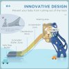 AIYAPLAY Kids Slide 3 in 1 Freestanding Toddler Slide with Climber, Basketball Hoop, Basketball, Tiger-Themed for Ages 18-36 Months - Blue