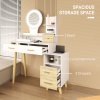 HOMCOM Dressing Table with Mirror, Vanity Table with Adjustable LED Lights, Makeup Desk with 5 Drawers and 5 Shelves, White