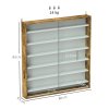 HOMCOM 7-Tier Wall Mounted Display Cabinet, Display Case with 6 Adjustable Shelves, Glass Doors for Home Office Ornaments 83x80cm, Rustic Brown