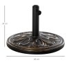 Outsunny 13kg Garden Parasol Base, Round HDPE Concrete Patio Umbrella Stand for 35mm / 38mm / 48mm Pole, Outdoor Sun Shade Parasol Weight Holder, Bronze Tone