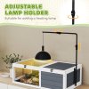 PawHut Tortoise House, Wooden Tortoise Table, Tortoise Enclosure with Adjustable Lamp Holder, Openable Lids, Pull-Out Trays - Grey
