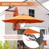 Outsunny 3 M Wall Mounted Garden Parasol Umbrella with Rotate, Outdoor Market Umbrella Sun Shade Canopy with 8 Ribs, Orange