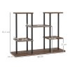 Outsunny 4 Tiered Plant Stand, Metal Planter Shelf Display Rack for Multiple Plants, Flower Pot Holder for Living Room, Patio, Balcony, Garden, Carbonised Finish