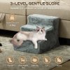 PawHut Dog Steps for Sofa, 3 Steps Dog Stairs, Pet Stairs, with Washable Plush Cover, for Small Breeds, Cats - Light Grey