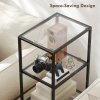HOMCOM 4-Tier Shelving Unit, Modern Glass Shelf, Bookshelf, Storage Rack for Living Room, Home Office, Bedroom, Bathroom, 40 x 30 x 97 cm, Black