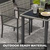 Outsunny 4 Seater Rattan Dining Set with Rectangular Glass Top Table and 4 Armchairs, PE Rattan Garden Furniture Set, Outdoor Dining Table and Chairs for Patio, Balcony, Lawn, Mixed Grey