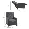 HOMCOM Wingback Push Back Recliner Armchair, Microfibre Cloth Reclining Chair with Leg Rest, Button Tufted, for Home Living Room Theater, Charcoal Grey
