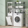 HOMCOM Tall Bathroom Cabinet with Removable Laundry Basket, Slim Bathroom Storage Unit with Tilt-Out Laundry Cabinet, 2 Open Shelves and Drawer, 40 x 30 x 165 cm, White