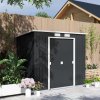 Outsunny 7 x 4ft Lean to Garden Shed with Foundation Kit, Double Door and Vents, Outdoor Metal Storage Shed for Equipment Tools, Dark Grey