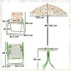 AIYAPLAY Children Table and Chair Set with Adjustable Parasol, 2 Folding Chairs, Picnic Table, Fox Pattern Outdoor Patio Set, for Ages 2-5 Years, Green