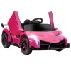 HOMCOM Lamborghini Veneno Licensed 12V Ride on Car, Electric Car for Kids with Butterfly Doors, 7km/h Kids' Electric Ride on with Remote, Music, Horn, Suspension for Ages 3-6 Years, Pink
