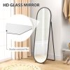 HOMCOM 40 x 160cm Full Length Mirror, Floor Standing or Leaning Against Wall Tall Mirror with Support Frame, Oval Full Body Mirror for Bedroom, Living Room, Black