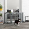 PawHut Freestanding Pet Gate Wooden Dog Gate with Support Feet Foldable Pet Fence Safety Barrier for the House Doorway Stairs Light Grey