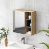 HOMCOM Bathroom Mirror Cabinet, Wall Mounted Bathroom Cabinet with Mirror, 2 Doors and Cupboards, Natural