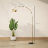 HOMCOM 180cm Arc Floor Lamp for Living Room, Modern Adjustable Standing Lamp with Foot Switch, Faux Black Marble Base and Bell Shade for Home Offices, Bedrooms, Gold Tone