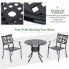 Outsunny 85cm Round Garden Dining Table with 46.5mm Dia. Umbrella Hole, Cast Aluminium Outdoor Dining Table, Grid Motif Outdoor Table for Garden, Patio, Porch, Black