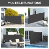 Outsunny Retractable Side Awning, Garden Privacy Screen Divider, Full Cassette Wind Breaker for Hot Tub, Balcony, Terrace, Pool, 400 x 160cm, Black