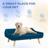 PawHut Dog Sofa Bed with Soft Cushion, Pet Couch with Wooden Frame, Removable and Washable Cover, for Medium and Large Dogs, Blue