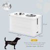 PawHut Raised Dog Bowls, Dog Feeding Station with Slow Feeder Mat, Storage Cabinet, 3 Stainless Steel Bowls, Semi-Auto Dispenser Function, for Large, Extra Large Breeds, White