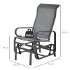 Outsunny Outdoor Gliding Rocking Chair with Sturdy Metal Frame Garden Comfortable Swing Chair for Patio, Garden and Poolside, Grey