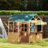 AIYAPLAY Wooden Playhouse for Kids Outdoor, Foldable Wendy House with Windows, Working Door, Service Stations, Rain Covers, Blackboards, Kids Garden Toys for 3-8 Years