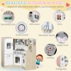 HOMCOM Kids Kitchen Playset Pretend Toy Kitchen w/ Role Play Accessories, Sound and Light Effects, Phone, Storage Space