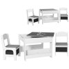 HOMCOM 3 Piece Kids Table and Chair Set, 3 in 1 Design Kids Desk and Chair Set with Blackboard, Storage, Bookshelves, for Nursery, Playroom, Classroom - Grey