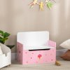 ZONEKIZ 2 in 1 Wooden Toy Box, Kids Storage Bench, Toy Chest with Safety Rod - Pink