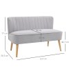 HOMCOM Modern Velvet Double Seat Sofa w/ Wood Frame Foam Padding High Back Soft Comfortable Compact Couch Home Office Stylish Plush Touch Grey