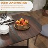 HOMCOM Folding Dining Table, Drop Leaf Table for Small Spaces, Oval Tabletop for Dining Room, Chocolate Wood Effect