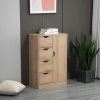 HOMCOM Bathroom Floor Cabinet, Freestanding Storage Unit with 4 Drawers and Door Cupboard for Living Room, Kitchen, Bedroom