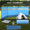 Outsunny Camping Windbreak, 4 Pole Windbreaker Blocker with Clear Windows, Carry Bag and Steel Poles, for Beach Caravan Campervan, 440 x 140cm, Blue